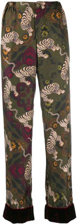 tiger-print trousers