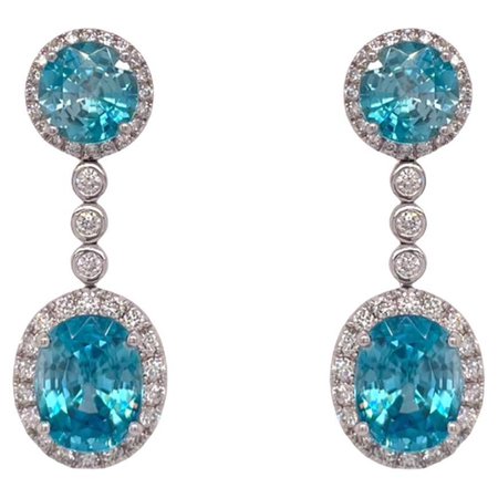 Bucherer Blue Diamond White Topaz Drop Earrings For Sale at 1stDibs