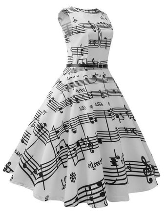1950s Music Note Swing Dress