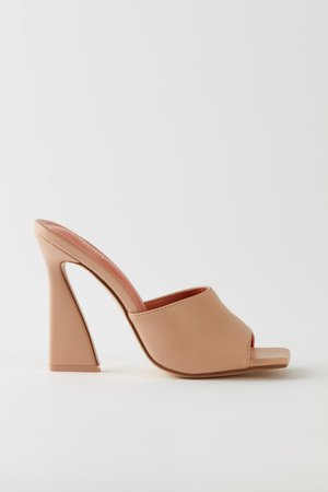 Trust Me Leatherette Mule Heels in Nude | Oh Polly