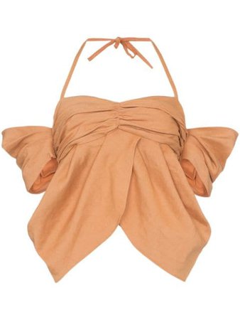 Rejina Pyo halterneck off-shoulder ruched blouse $382 - Shop SS19 Online - Fast Delivery, Price