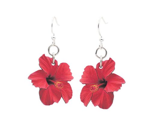 red hibiscus earrings