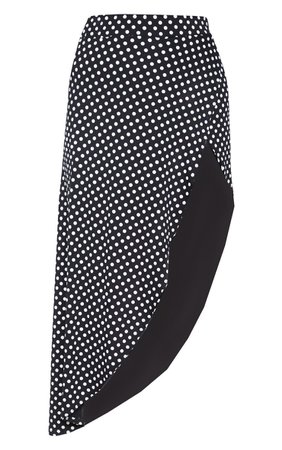 Black Polka Dot Asymmetric Skirt | PrettyLittleThing