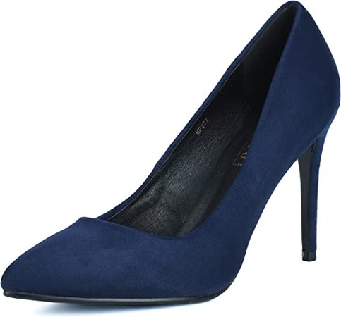 Amazon.com | IDIFU Women's IN4 Classic Pointed Toe High Heels Pumps Wedding Dress Office Shoes (Blue Suede, 9.5 B(M) US) | Pumps