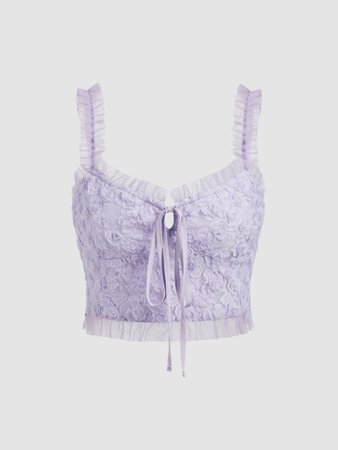Lavender In The Garden Lace Tank - Cider