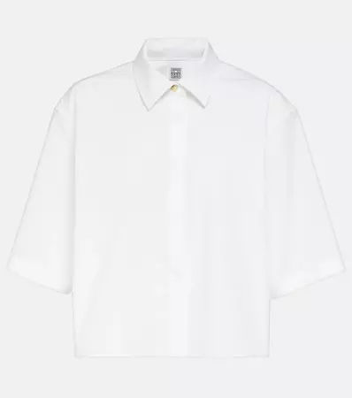 Cropped Cotton Poplin Shirt in White - Toteme | Mytheresa