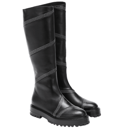 ALAÏA Studded leather knee-high boots