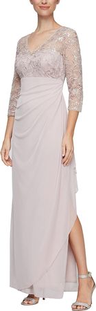 Alex Evenings Womens Long Lace Top Empire Waist Dress at Amazon Women’s Clothing store