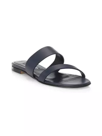 Manolo Blahnik Serrato Capri Leather Slide Sandals on SALE | Saks OFF 5TH