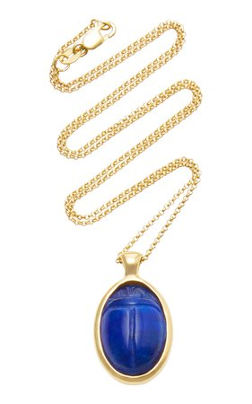 One Of A Kind 18K Gold and Lapis Scarab Necklace by Pamela Love | Moda Operandi