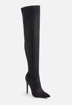 Freya Stiletto Over-The-Knee Tall Boot in Black Faux Sued - Get great deals at JustFab