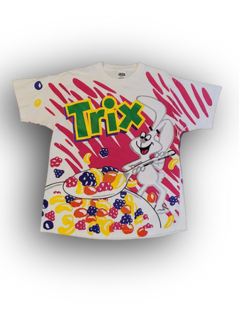 vintage shirts 9s Trix breakfast cereal top