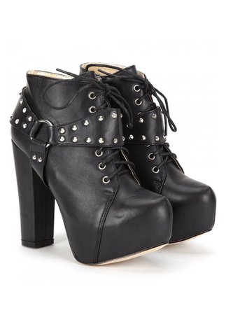 Studded Tri-Strap Gothic Ankle Boot