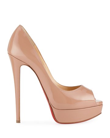 Christian Louboutin Lady Peep Patent Red Sole Pumps