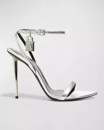 TOM FORD Padlock Metallic Stiletto Sandals | Neiman Marcus