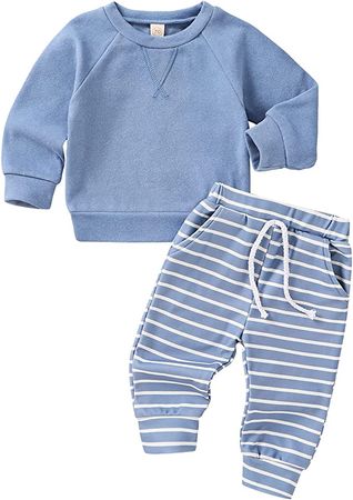 Amazon.com: Baby Girls Winter Clothes Set Long Sleeve Striped Hoodie Sweatshirt Pants Outfit Sets for Newborn Infant Toddler Babies: Clothing, Shoes & Jewelry