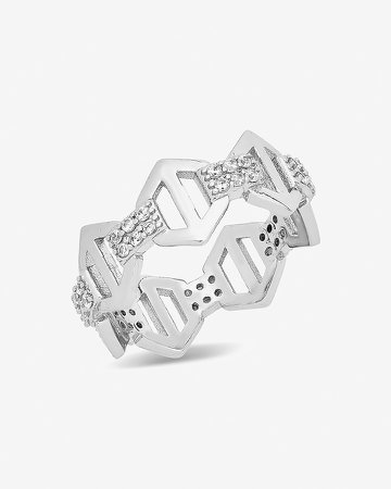 Sterling Forever Hexagon Anchor Chain Ring