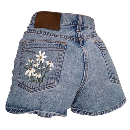 Chamomile Embroidered Denim Shorts - Boogzel Apparel