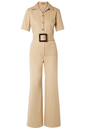 STAUD | Davey belted cotton-blend gabardine jumpsuit | NET-A-PORTER.COM