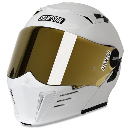 Gold and white motorcycle helmet 1