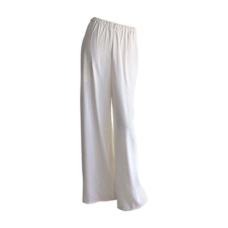 1990s Vintage Christian Lacroix Wide Leg White Palazzo Runway Trousers