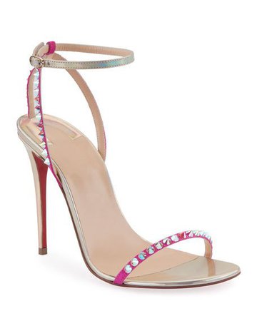 Christian Louboutin So Me Spike Red Sole Sandals, Nude | Neiman Marcus