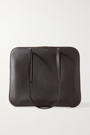Siamese Leather Shoulder Bag - Dark brown