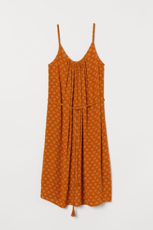 Crinkled Dress - Mustard yellow/patterned - Ladies | H&M US