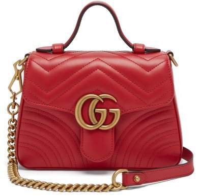 Gg Marmont Quilted Leather Cross Body Bag - Womens - Red