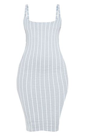 Grey Striped Midi Dress | Dresses | PrettyLittleThing