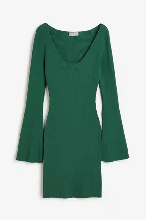 Rib-knit Dress - Green - Ladies | H&M US
