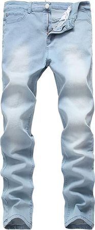 Qazel Vorrlon Men's Blue Skinny Jeans Stretch Washed Slim Fit Pencil Pants at Amazon Men’s Clothing store