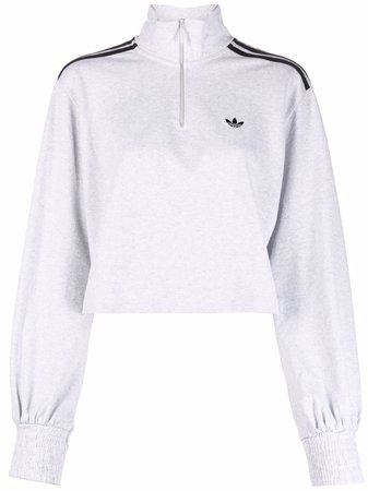 Adidas Kort Sweatshirt Med Broderad Logotyp - Farfetch