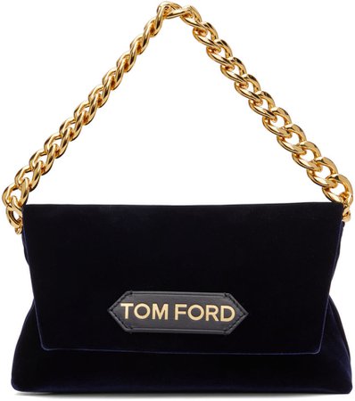TOM FORD: Navy Mini Chain Shoulder Bag | SSENSE
