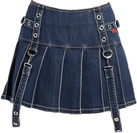 trippnyc -  Denim Pleated Bondage Skirt