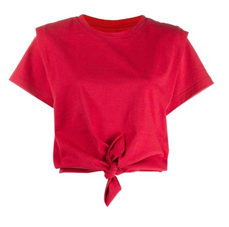 Isabel Marant pleat detail knotted t-shirt tie red