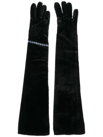 MM6 Maison Margiela long velvet gloves black S52TS0028S53086 - Farfetch