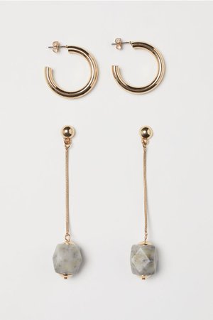 2 Pairs Earrings - Gold-colored - Ladies | H&M US