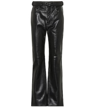 High-rise straight leather pants