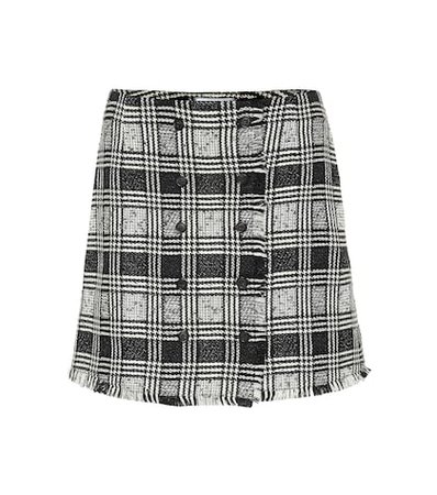 Checked wool-blend miniskirt