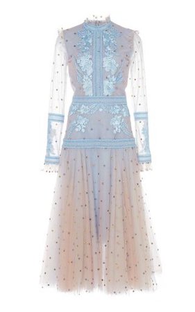 Costarellos I Illusion Sleeve Dot Tulle Dress I 2.245€