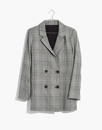 Women's Caldwell Double-Breasted Blazer in Plaid | Madewell grey