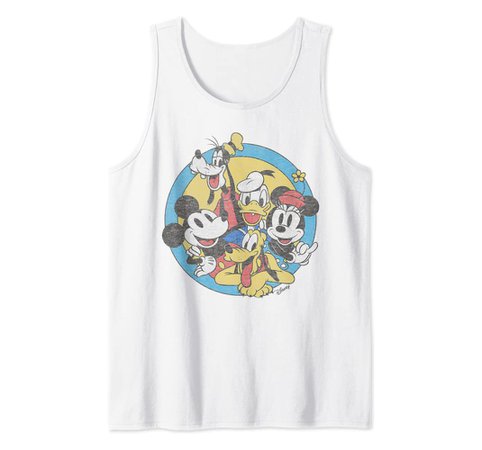 Disney Mickey And Friends Retro Group Shot Tank Top : Clothing, Shoes & Jewelry