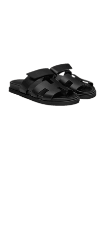 Hermès Chypre Calfskin Sandals Black
