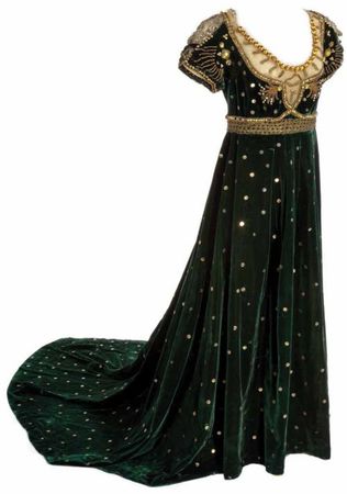 Dark Emerald Green & Gold Medieval Gown
