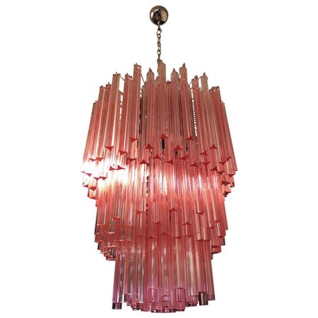 Huge Murano Chandelier Trasaparent and Smoked Triedri, 184 Prism, Mariangela M For Sale at 1stDibs