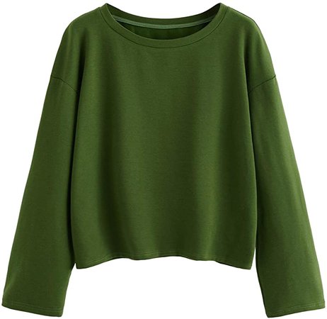 SweatyRocks Women's Casual Long sleeve Tops Raw Cut Pullover Sweatshirt Yellow S at Amazon Women’s Clothing store
