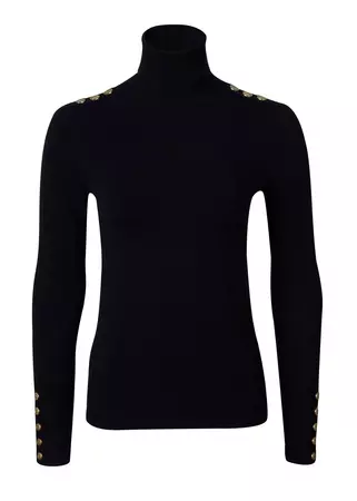 Buttoned Knit Roll Neck (Black) – Holland Cooper ®
