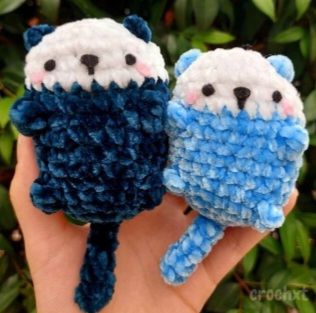 blue crochet otters