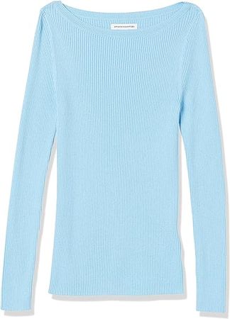 Amazon.com: Amazon Essentials Women's Lightweight Ribbed Long-Sleeve Boat Neck Slim-Fit Sweater : Clothing, Shoes & Jewelry